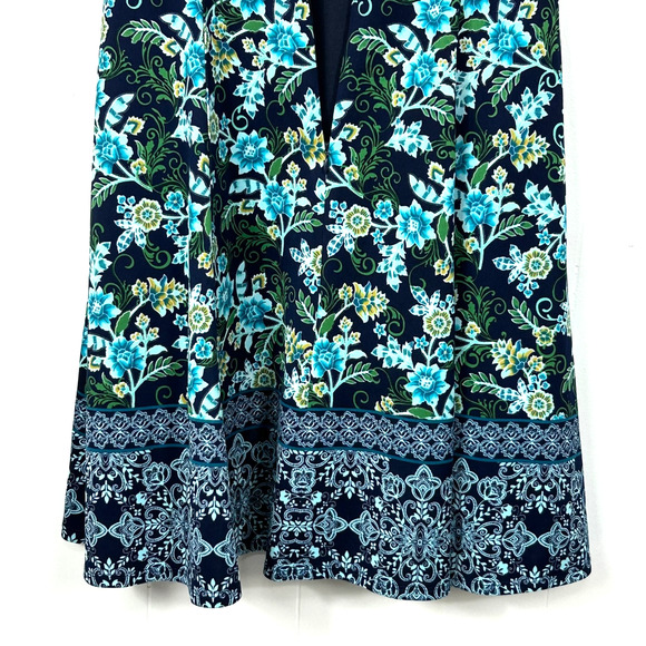 MAGGY LONDON Dress Womens 4 Blue Green Floral Print V-Neck Sleeveless Back Zip - Picture 9 of 10